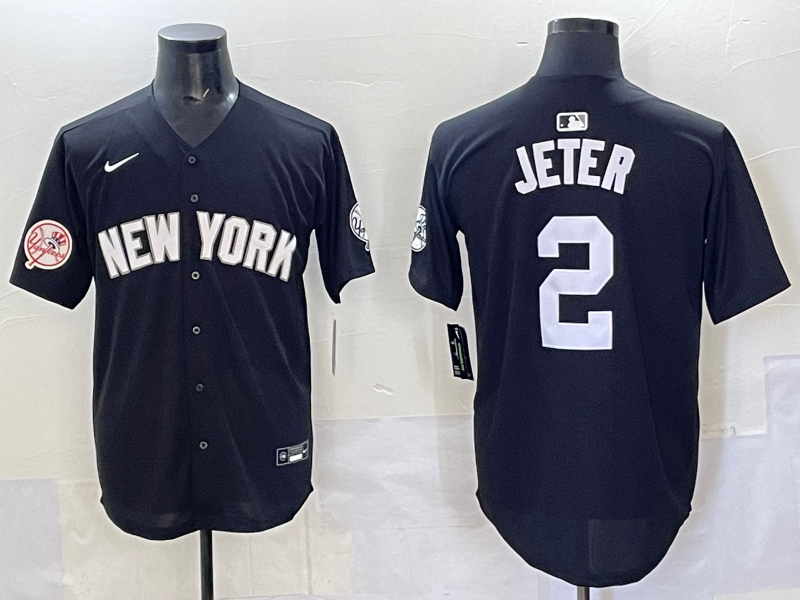 Men 2025 New York Yankees 2 Jeter black Nike MLB Jersey style 725009